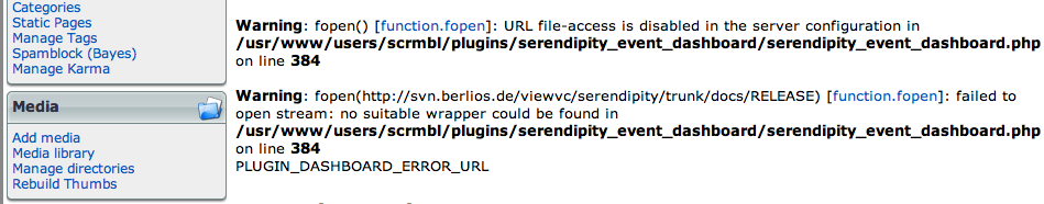 Error Update URL