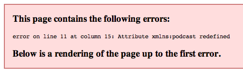 RSS-export error message