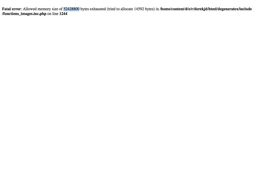 screen shot of error
