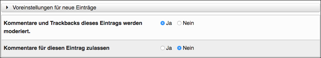 Eigene Einstellungen der Autoren
